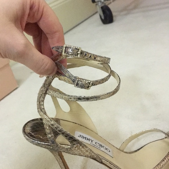 Jimmy Choo Metalic Snake Embossed Stilettos - Picture 5 of 8